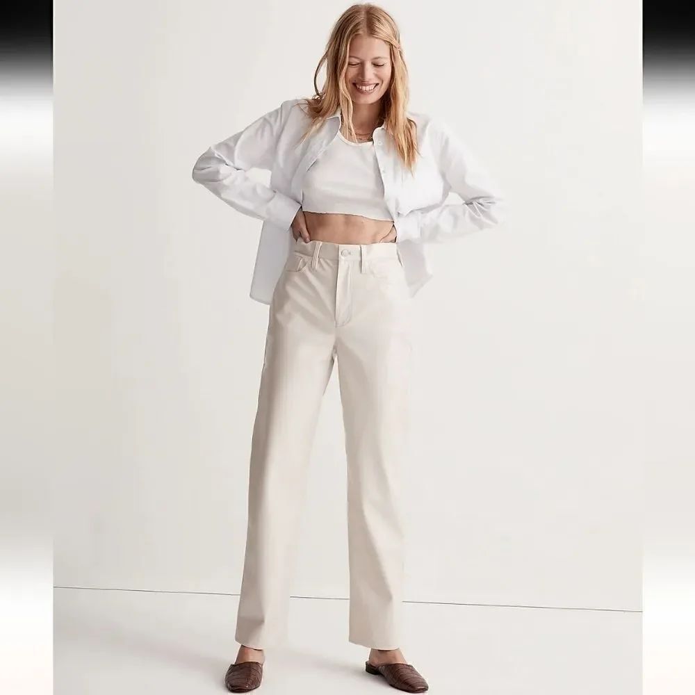 Madewell The Perfect Vintage Straight Jean Faux Leather Pants size 28